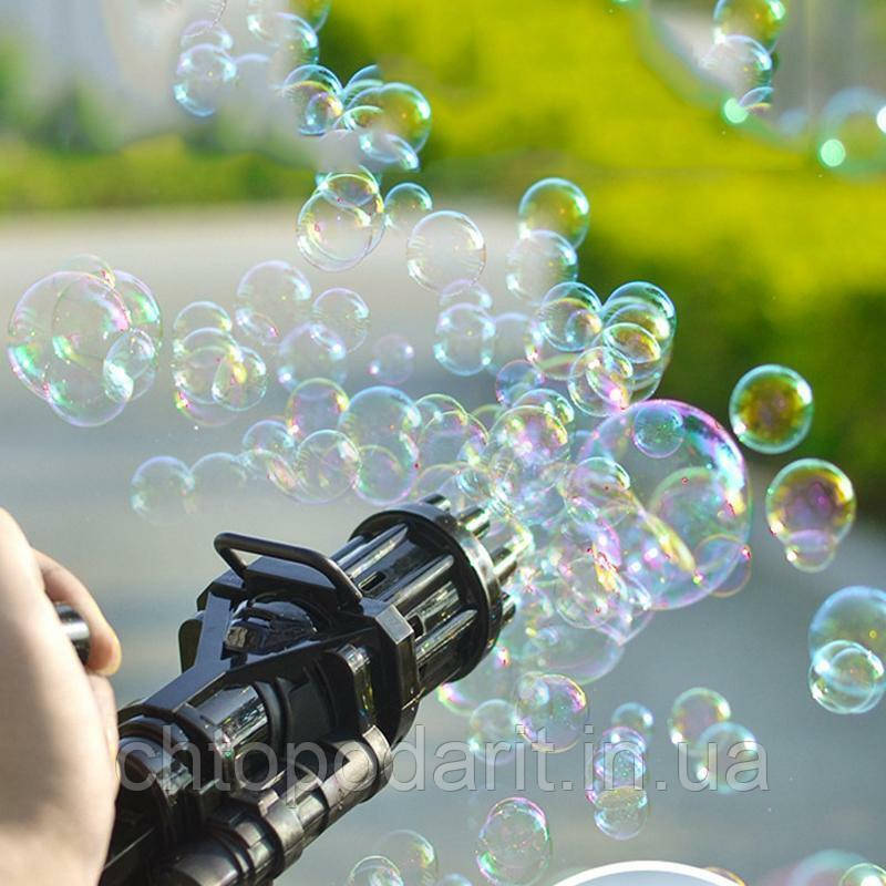 Кулемет генератор мильних бульбашок BUBBLE GUN BLASTER машинка для бульбашок автомат чорний код 10-1014