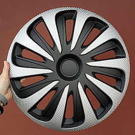 Ковпаки на колеса. Ковпаки колісні ARGO R16 CALIBER CARBON SILVER/BLACK. Колпаки на диски