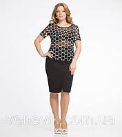 Костюм 2 предметний, Блуза чорно-білий горох + спідниця бавовна 52р