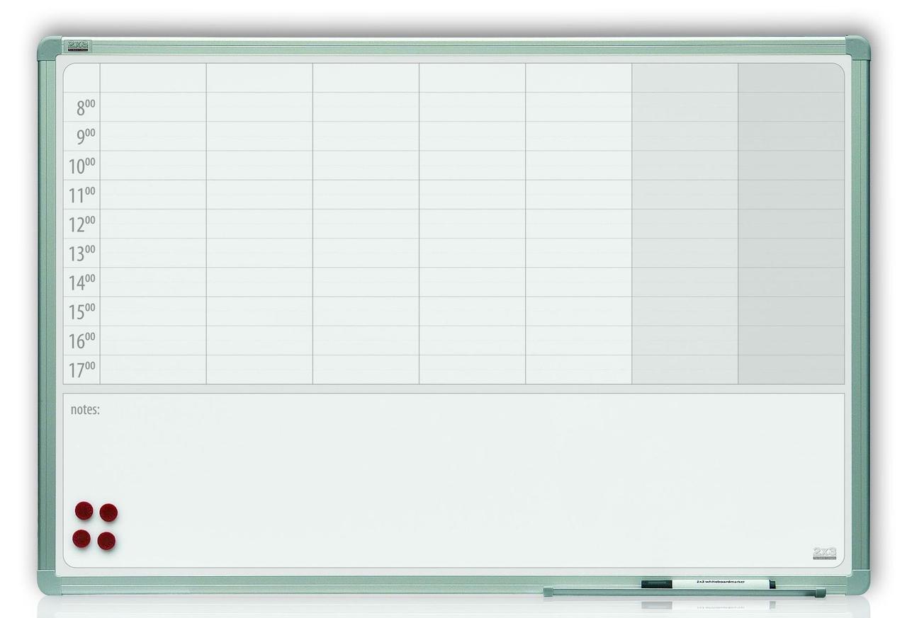 Керамічна дошка 2х3 планер на тиждень 60х90 см в алюмінієвій рамці. Магнітно-маркерна дошка планер на стіну