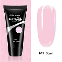 Полигель Power UV/LED Gel №2 для наращивания ногтей, Lily angel, 30 мл