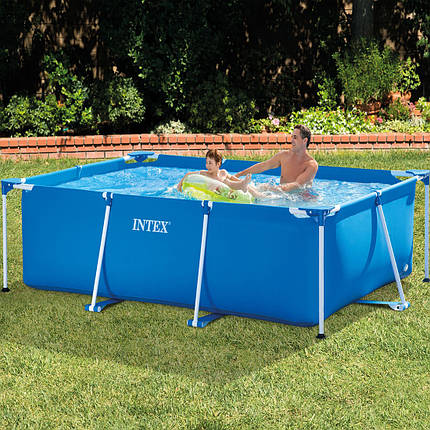Каркасний прямокутний басейн 300х200х75 см Іntex 28272, Збірний сімейний на садову ділянку інтекс із ПВХ, фото 1