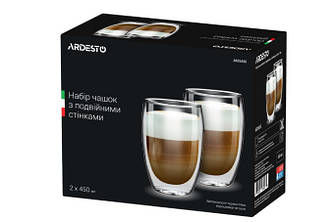 Набір склянок Ardesto з подвійним дном для латте 450 мл х 2 шт