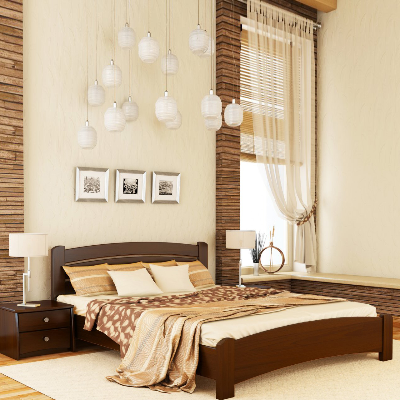 Ліжко дерев'яне двоспальне Венеція Люкс (бук) 1200х1900, масив бука