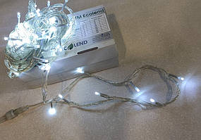 Новорічна світлодіодна гірлянда нитка 10 метрів холодна біла вулична ECOLEND