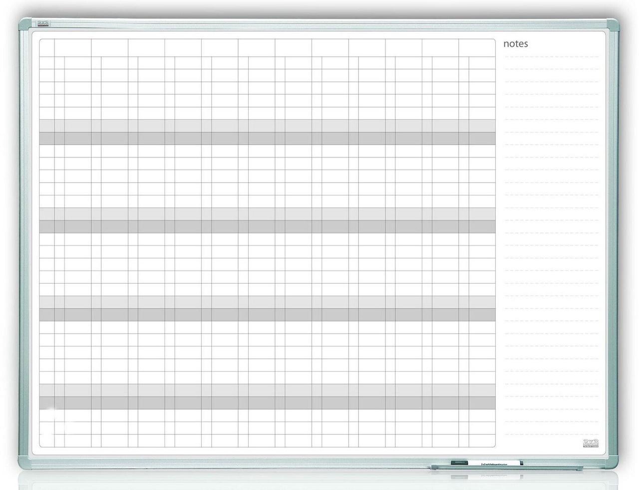 Настінна дошка 2х3 планер на рік 90х120 см в алюмінієвій рамці ALU23. Магнітно-маркерна дошка планер на стіну
