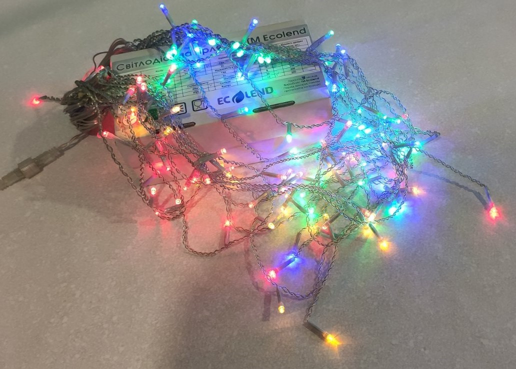 Новорічна світлодіодна гірлянда нитка 10 метрів багатобарвна вулична ECOLEND