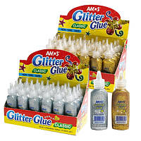 Краска клей с блестками Amos Glitter Glue Контурна серебро