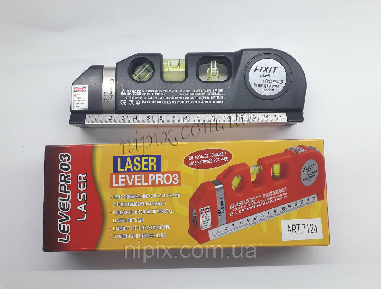 Лазерний рівень Fixit Laser Level Pro PR0 3 з вбудованою рулеткою