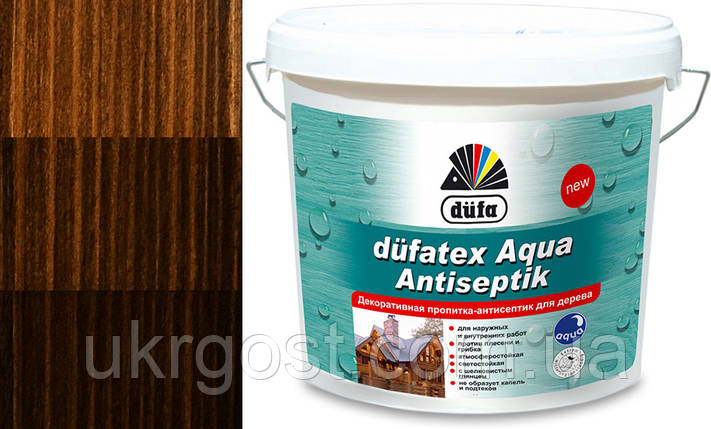 Просочення для дерева Dufa Dufatex Aqua Antiseptik Палісандр шовковистий глянець 10 л, фото 1
