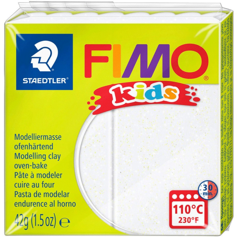 Полімерна глина Fimo Kids біла з блискітками 42 грама Staedtler, 8030052, фото 1
