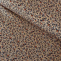 Штапель з дрібними червоними квіточками на темно-бежевому, ш. 140 см