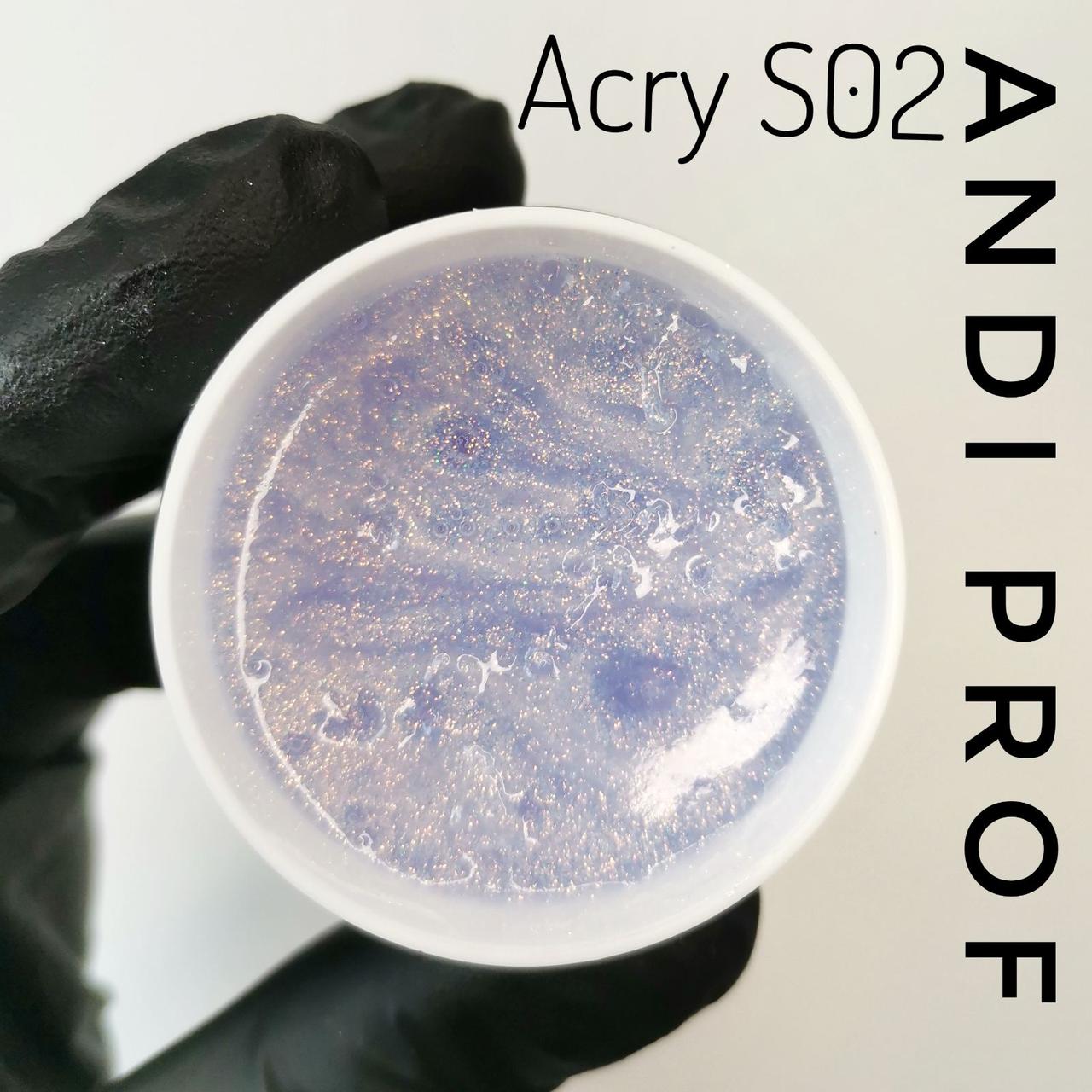 Акрил гель (полигель) для нарощування нігтів  №02S  PolyGel galaxy  AndiProf  30 ml
