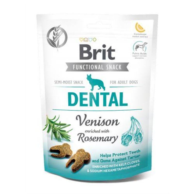 Функціональні ласощі для собак Brit Care (Бріт Кеа) Dental для захисту зубів та ясен з олениною та розмарином 150 г, фото 1