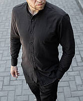 Льняная мужская рубашка черного цвета (черная) Турция весна лето M