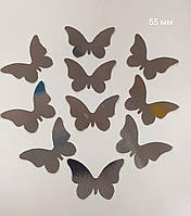 Декор бумажный бабочки 55 мм серебро 30шт/уп
