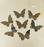 Декор бумажный бабочки 80 мм серебро 30шт/уп