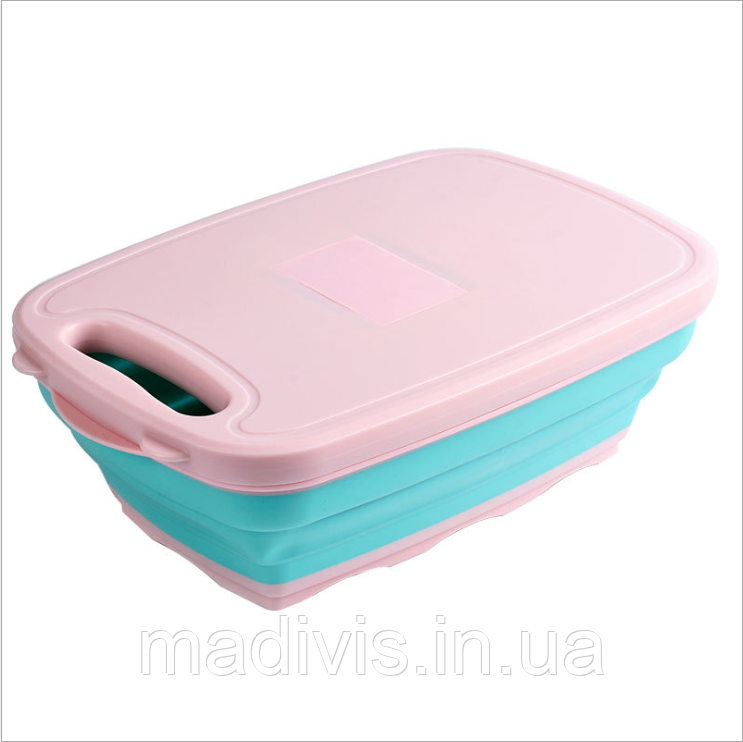 Складана обробна дошка-контейнер, набір 9 в 1: овочерізка, тертка, обробна дошка, ножі, друшляк, фото 1