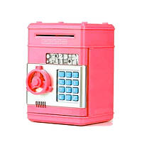 Электронная копилка сейф с кодовым замком на батарейках Розовый
