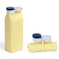 Складная силиконовая бутылка, 600 мл., портативная бутылка для воды с герметичным клапаном