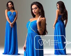 Ошатне плаття в підлогу з шифону з відкритими плечима та твердим ліфом, фото 4