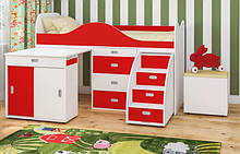 Двоярусне дитяче ліжко горище зі столом і ящикамми ДМО 47