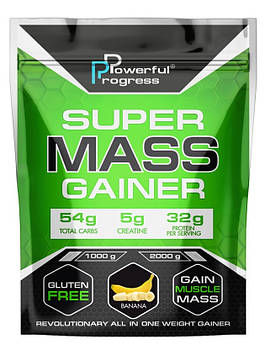 Високобілковий Гейнер Супер Мас Поверфул Прогрес / Powerful Progress Super Mass Gainer 1 kg шоколад