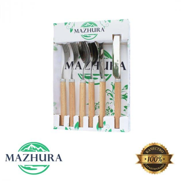 Набір 6 приладів на 2 персони ножи, виделки, ложки Beech wood mz505668 MAZHURA