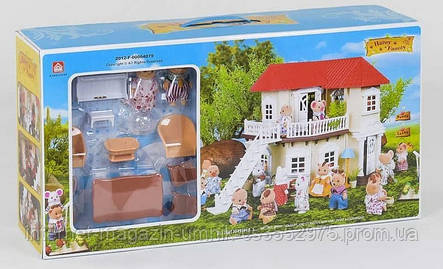 Домик с мебелью HAPPY FAMILY для зверюшек, 2 этажа, подсветка 41*50*34 см, 012-01, фото 2