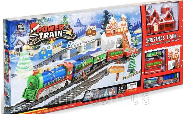 Іграшкова залізниця зі світловими та звуковими ефектами, "Новорічний експрес" 732 см, 21816
