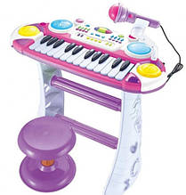 Дитячий ігровий синтезатор на ніжках зі стільчиком, Joy Toy, 7235A, рожевий