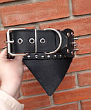 Шкіряний нашийник-бандана з шипами "Lockdog" чорний, фото 8