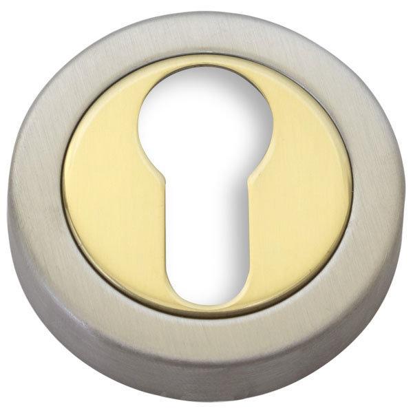 Дверна накладка (розетка) під циліндр Fimet 2031 PZ F64 Латунь полірована / Нікель матовий, фото 1