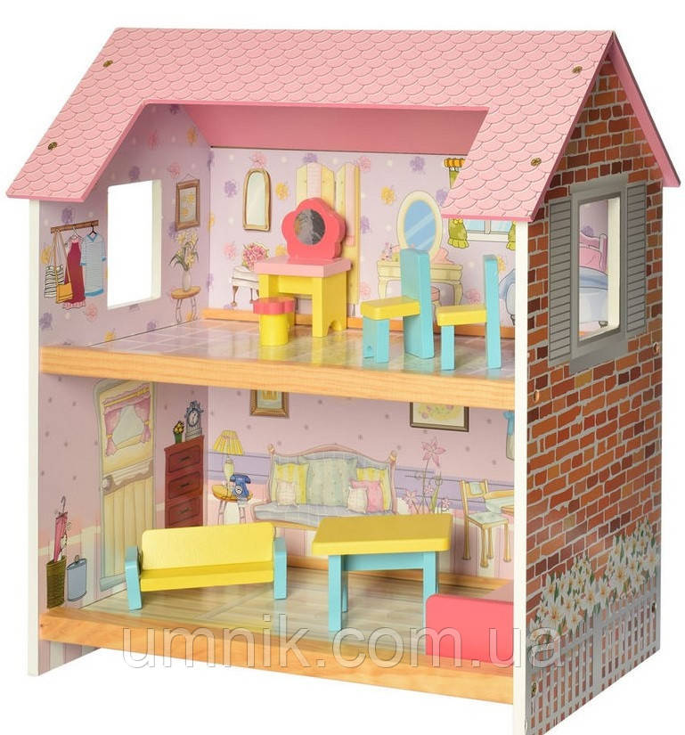 Кукольный деревянный домик с мебелью, 3 этажа, 123*103*31 см, MD 2150