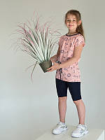 Комплект для дівчинки туника и капри літній Bubbles, SmileTime, рожевий