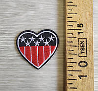 Термоаппликация для одежды сердечко флаг американский (нашивка, термонаклейка)