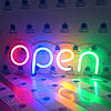 Неонова Led вивіска OPEN (відкрито) з кольоровими буквами 40х13 см зі зміною яскравості, фото 5