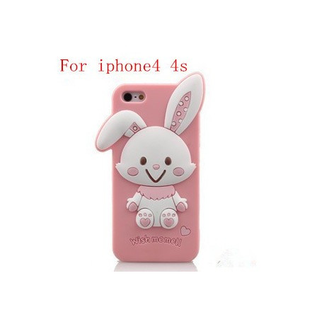 Силіконовий Чохол Rabbit Wish me mell на IPhone 4/4S, Рожевий