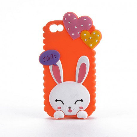 Чохол Cute Heart Hello Rabbit Помаранчевий для IPhone 4/4S