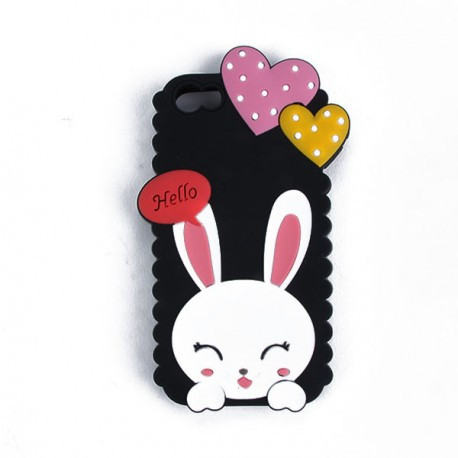 Чохол Cute Heart Hello Rabbit Чорний для IPhone 4/4S