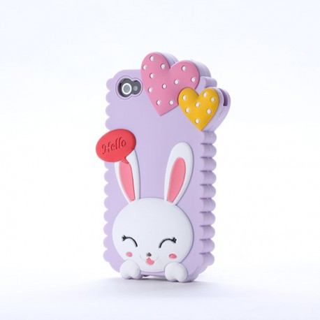 Чохол Cute Heart Hello Rabbit Фіолетовий для IPhone 4/4S