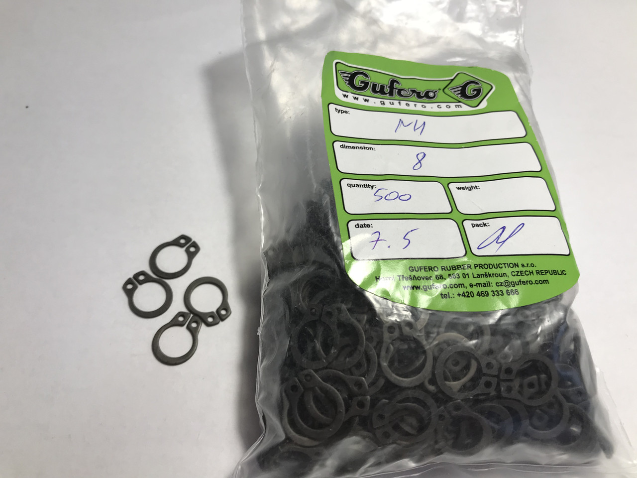 Стопорне кільце зовнішнє 8 мм Gufero Чехія, фото 1