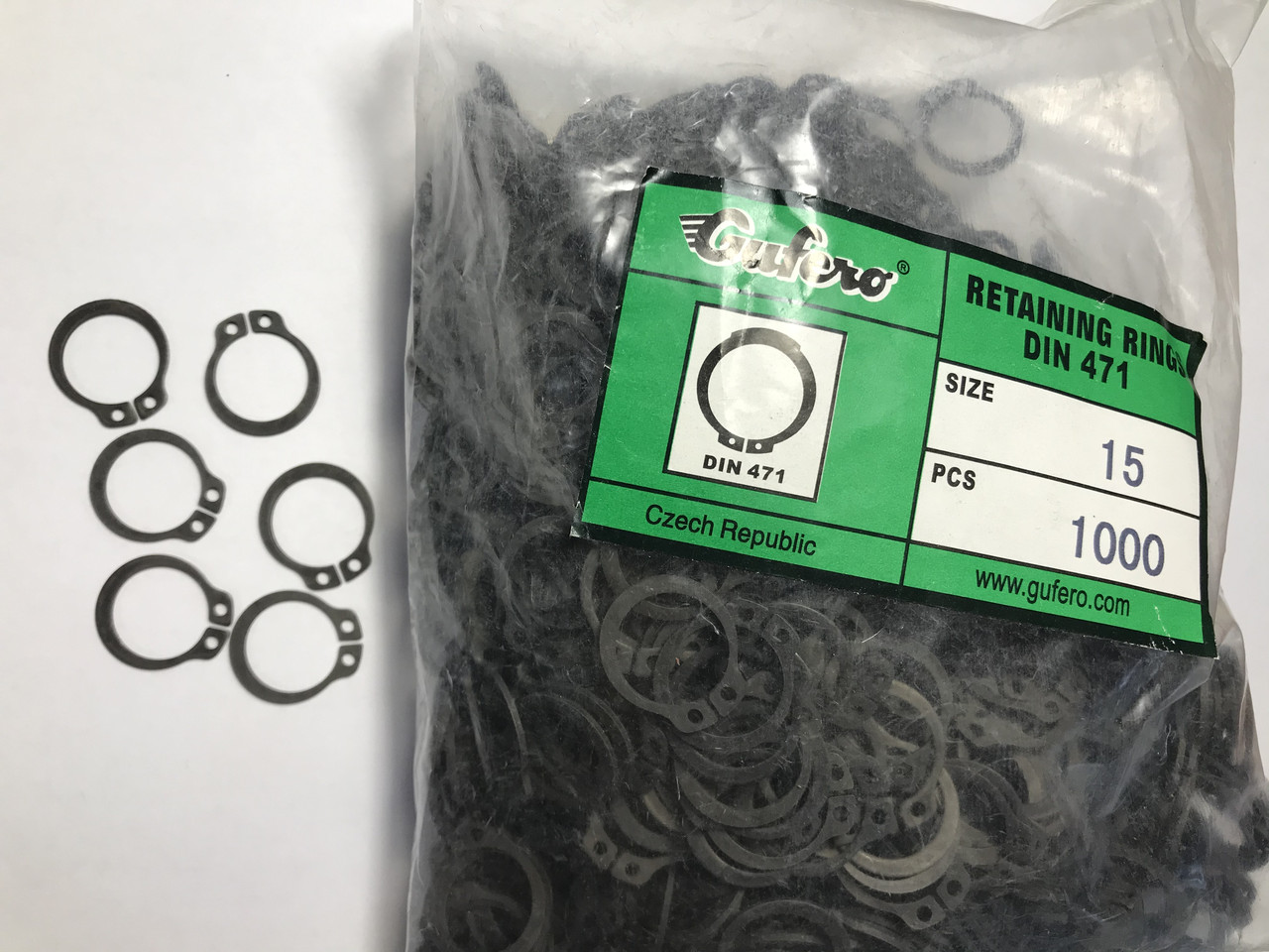 Стопорне кільце зовнішнє 15 мм Gufero Чехія, фото 1