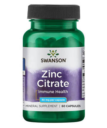 Цинк-цитрат Swanson Zinc Citrate 30 мг 60 капс., фото 2