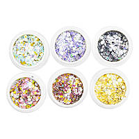 Набір декору для дизайну нігтів, 6 кольорів конфеті
