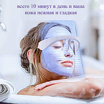 Світлодіодна LED маска для омолодження шкіри обличчя і фотодинамічної лід терапії проблемної шкіри, фото 3