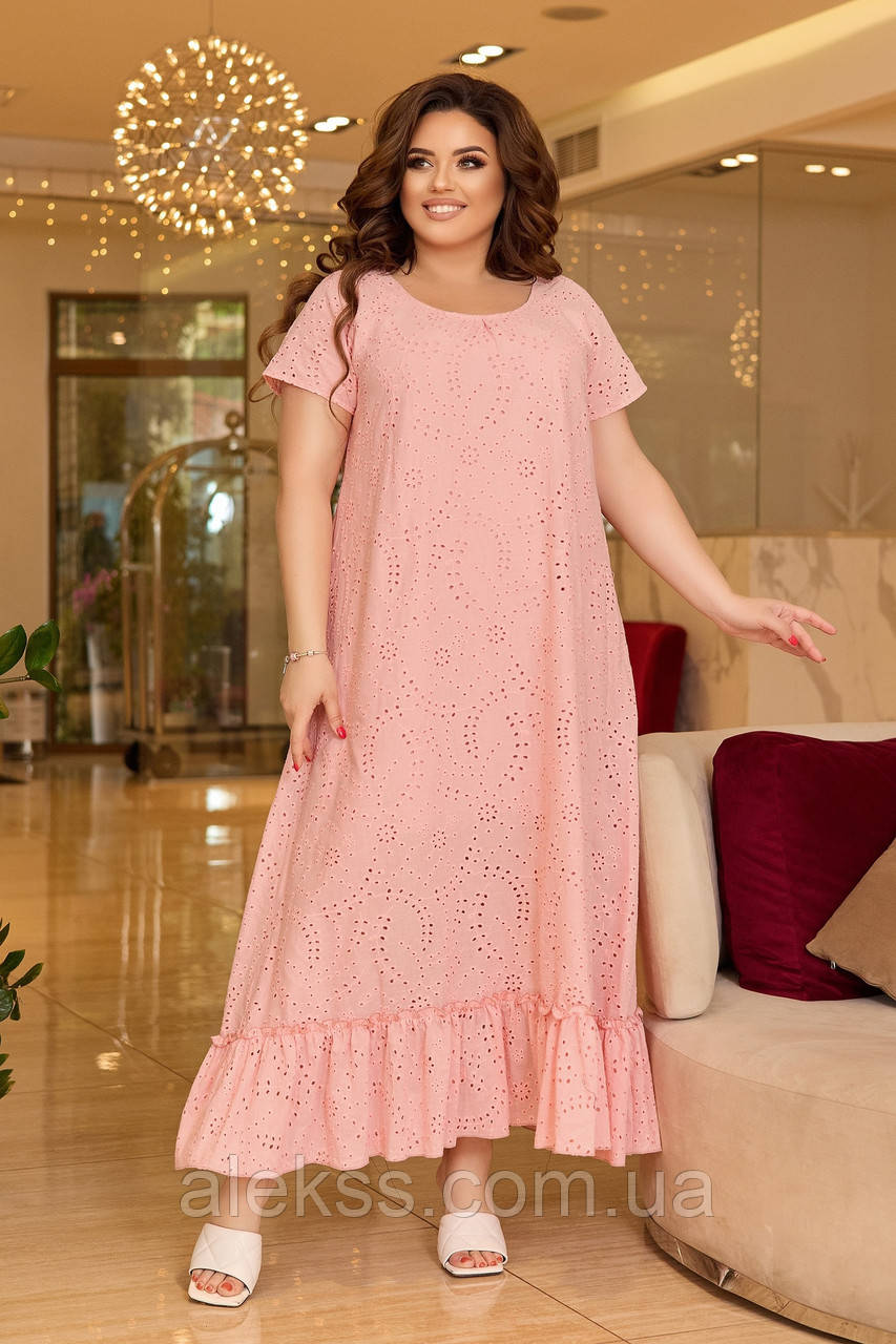 Женское удлиненное платье-сарафан с цветочным рисунком в больших размерах - фото 10 - id-p1420510253