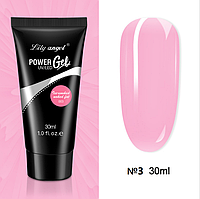 Полігель Power UV/LED Gel No3 для нарощування нігтів, Lily angel, 30 мл