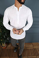Мужская рубашка белая на 3 пуговицы хлопковая повседневная