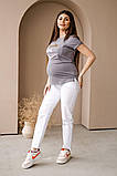 Штани для вагітних білі з бандажною резинкою звуженого крою, 2172733-7-Б, фото 4